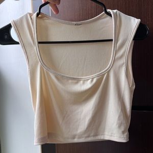 Square-neck Cream Ribber Tank